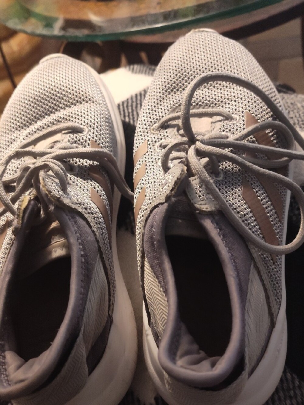 adidas Women's Light Gray Mesh Athletic Sneakers - Picture 3 of 3